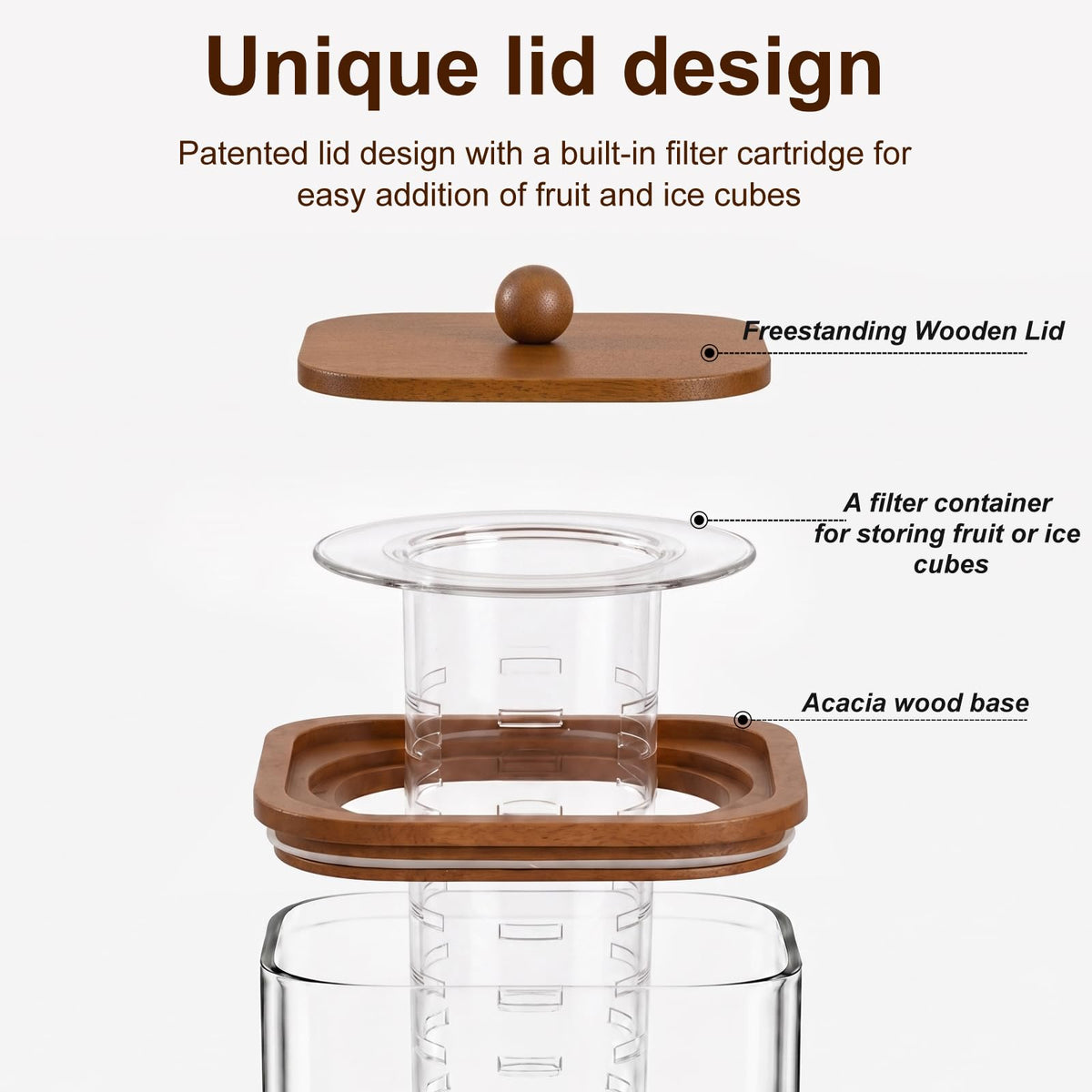 2 Pcs 1.5 Gallon Square Glass Drink Dispenser with Wooden Stand and Stainless Steel Spigot T9867