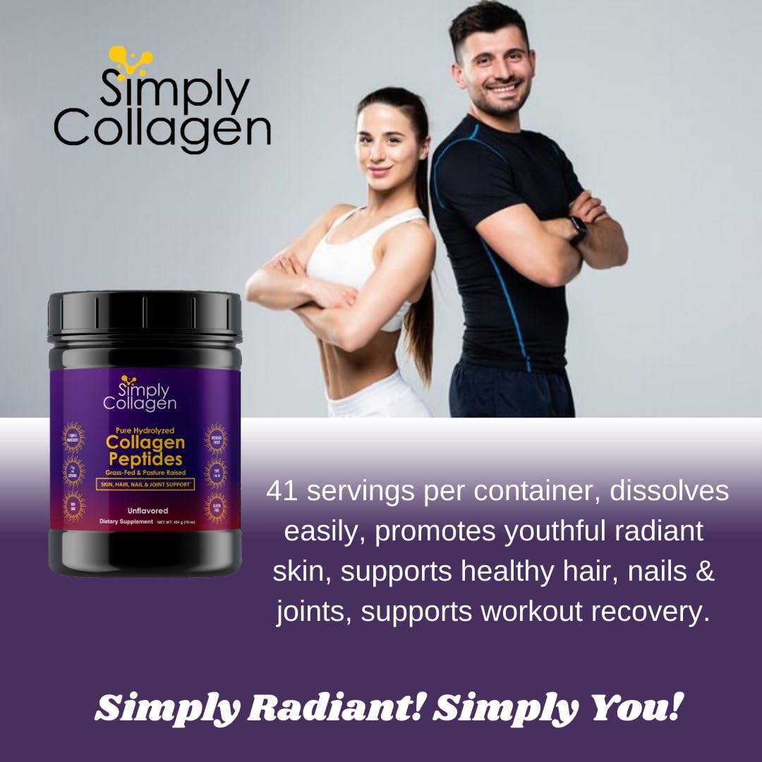 Hydrolyzed Collagen Peptides Powder Unflavored Type I & III 41 Servings Q897