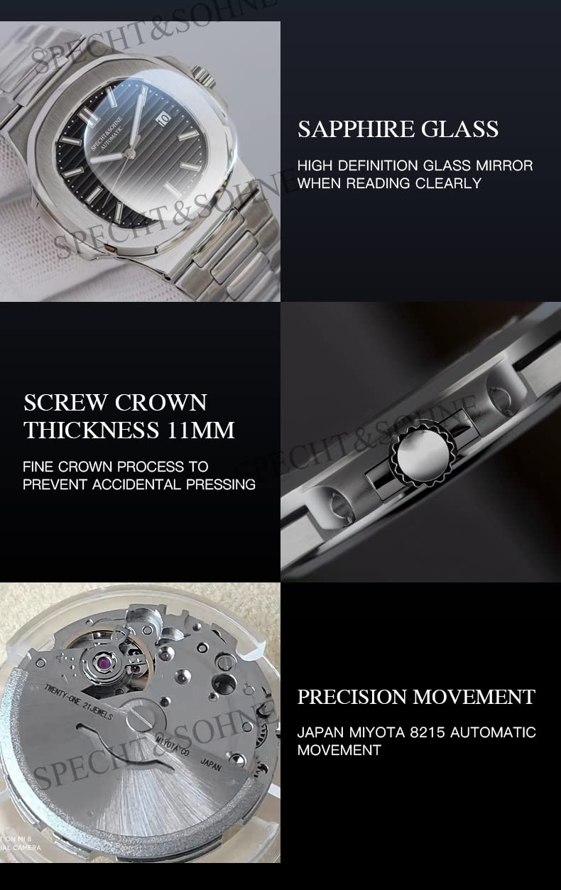 Mens Mechanical Watch Automatic Sapphire Crystal 40MM S556
