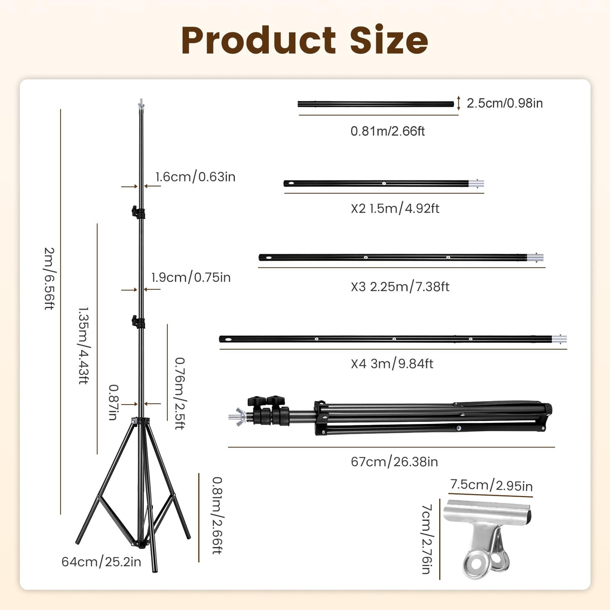 6.5 x 10ft Backdrop Support Stand Kit M3490