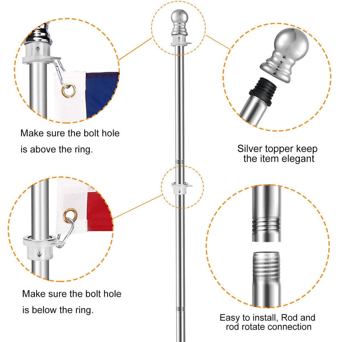 6 FT Stainless Steel Flag Pole D568090