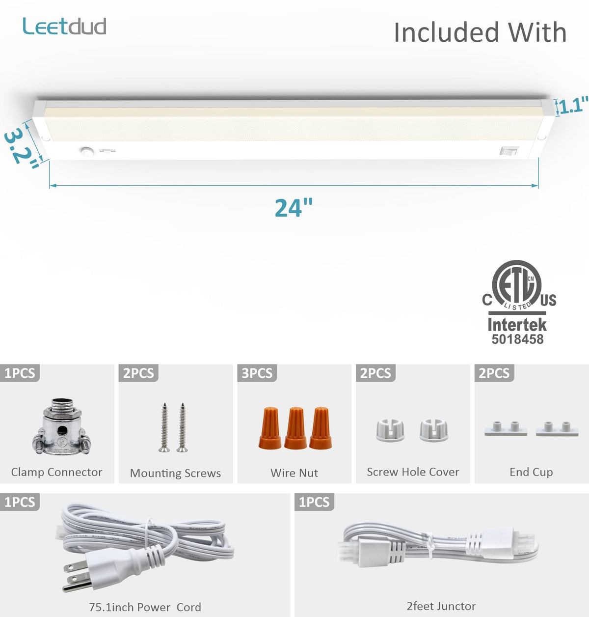 24 Inch 12W Dimmable LED Under Cabinet Light C84295