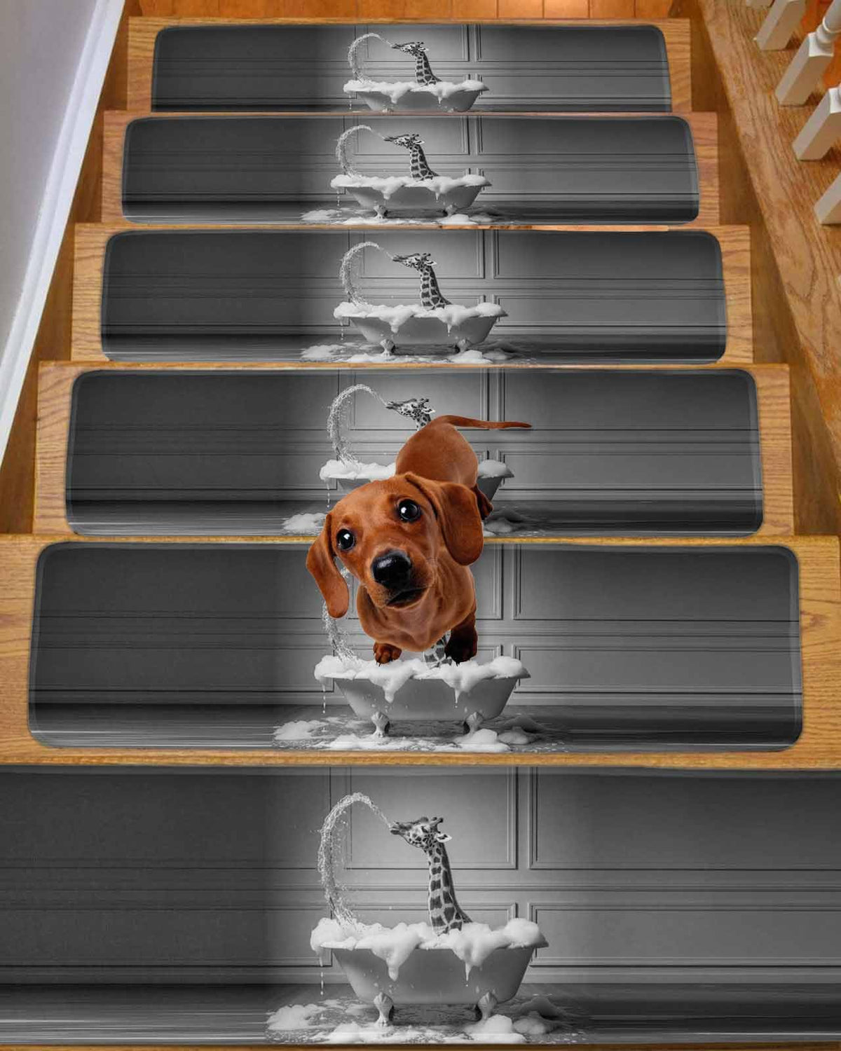 Grey Non Slip Stair Treads 8"x30" 4PCS T490