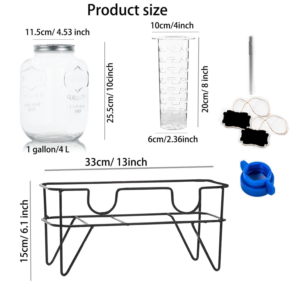 1 Gallon Glass Drink Dispenser with Stand 2 Pack K3358