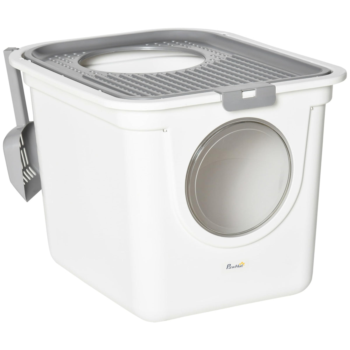 Covered Cat Litter Box with Scoop, White S27605