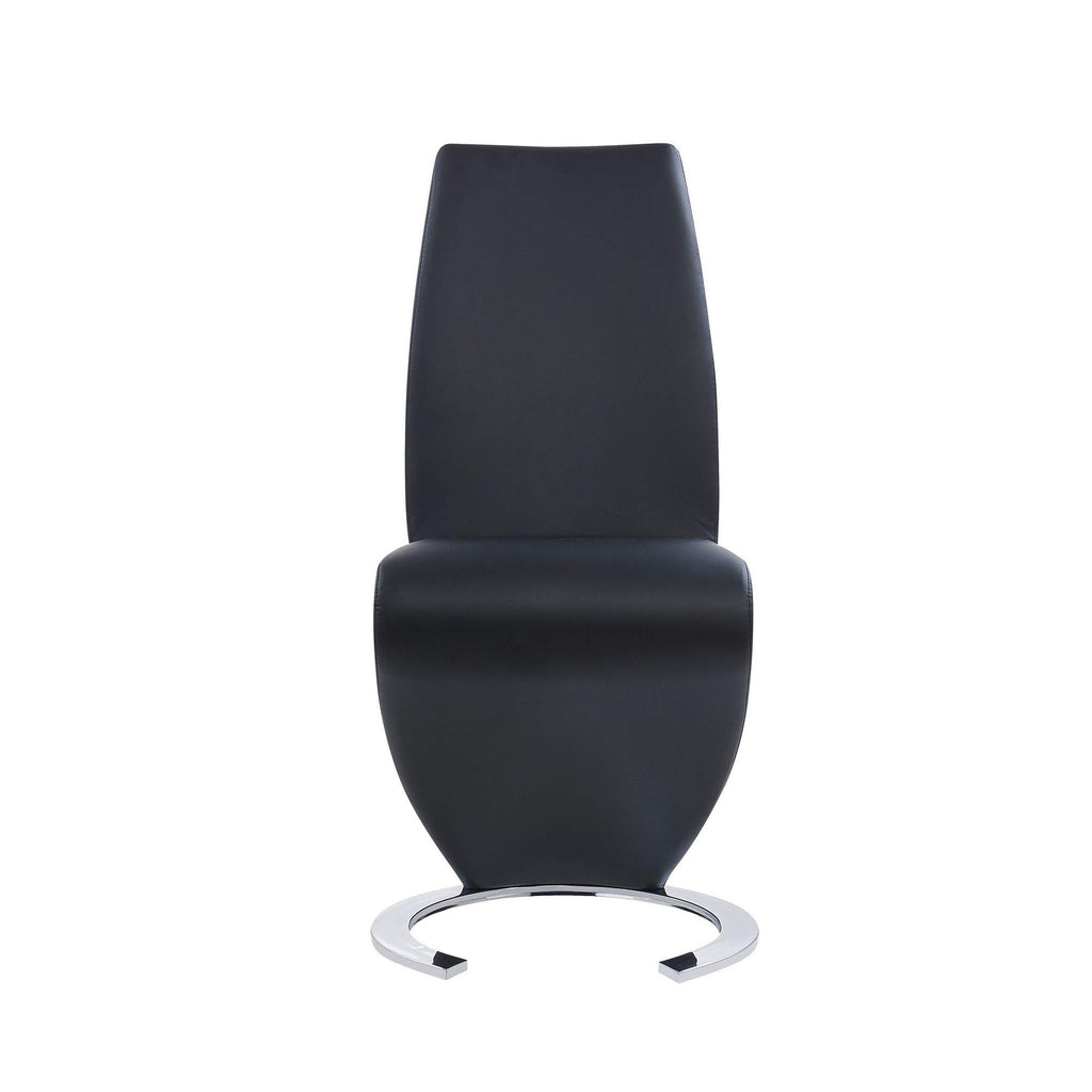 Set of Two Black and Silver Faux Leather Dining Chairs V764281