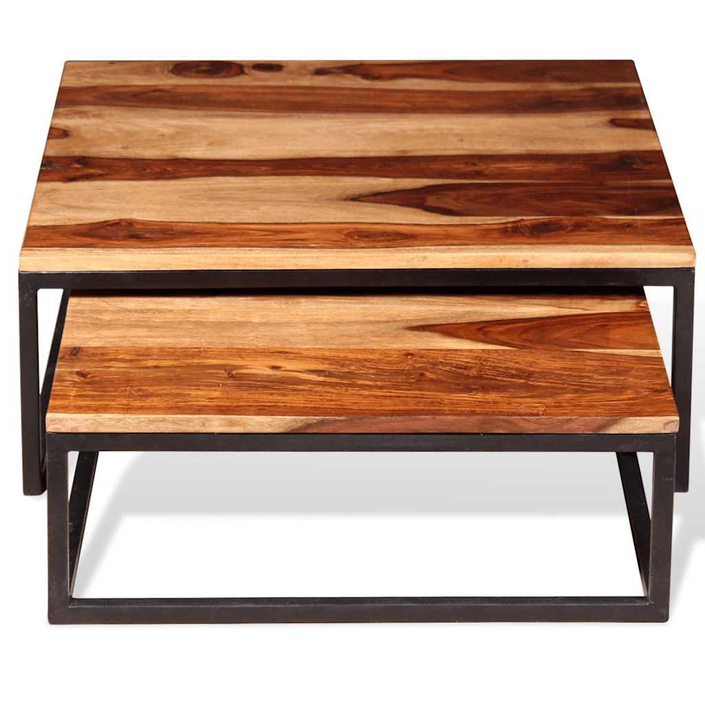 Solid Acacia Wood Nesting Coffee Table Set of 2 I981