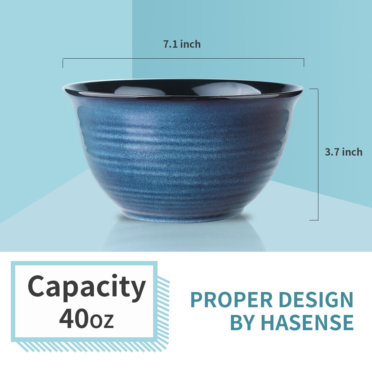 Ceramic Soup Bowls Set of 4, 40 Ounce Navy Blue P71743