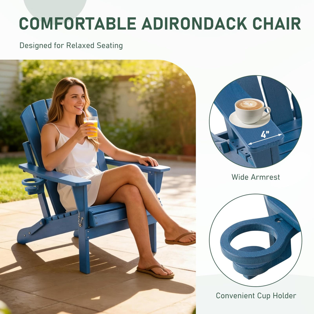 Folding Adirondack Chair with Cup Holders L223111