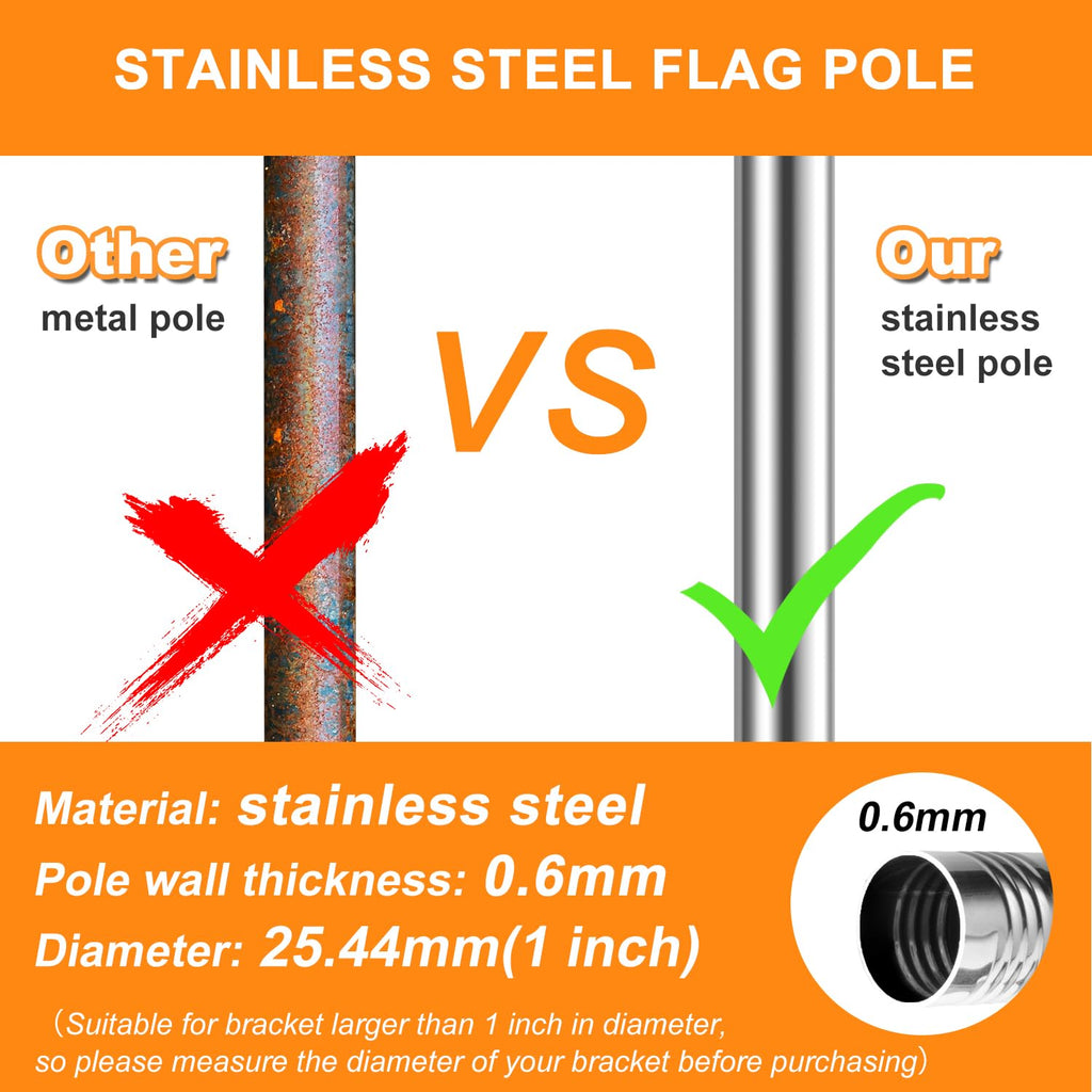 6 FT Stainless Steel Flag Pole D568090