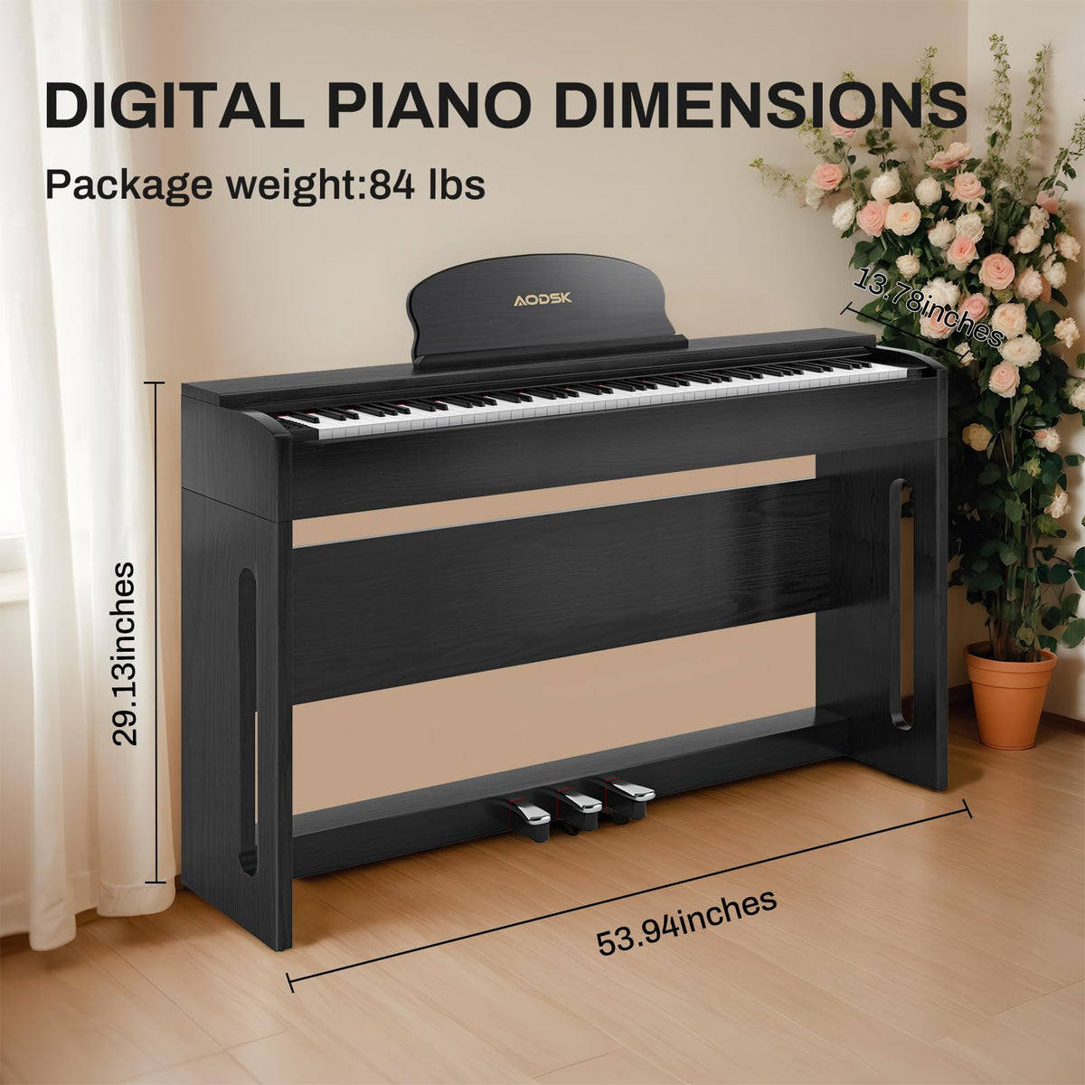 88-Key Digital Piano with Stand & Pedals U475