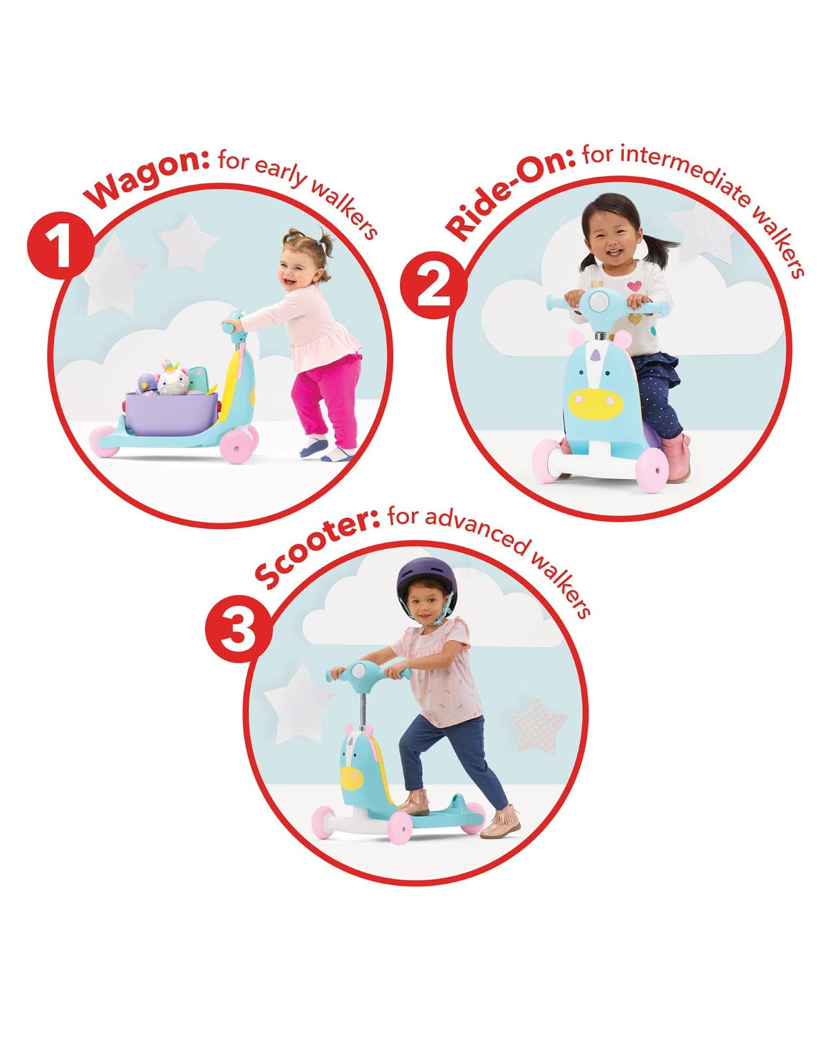 3-in-1 Baby Activity Push Walker to Toddler Scooter A768013