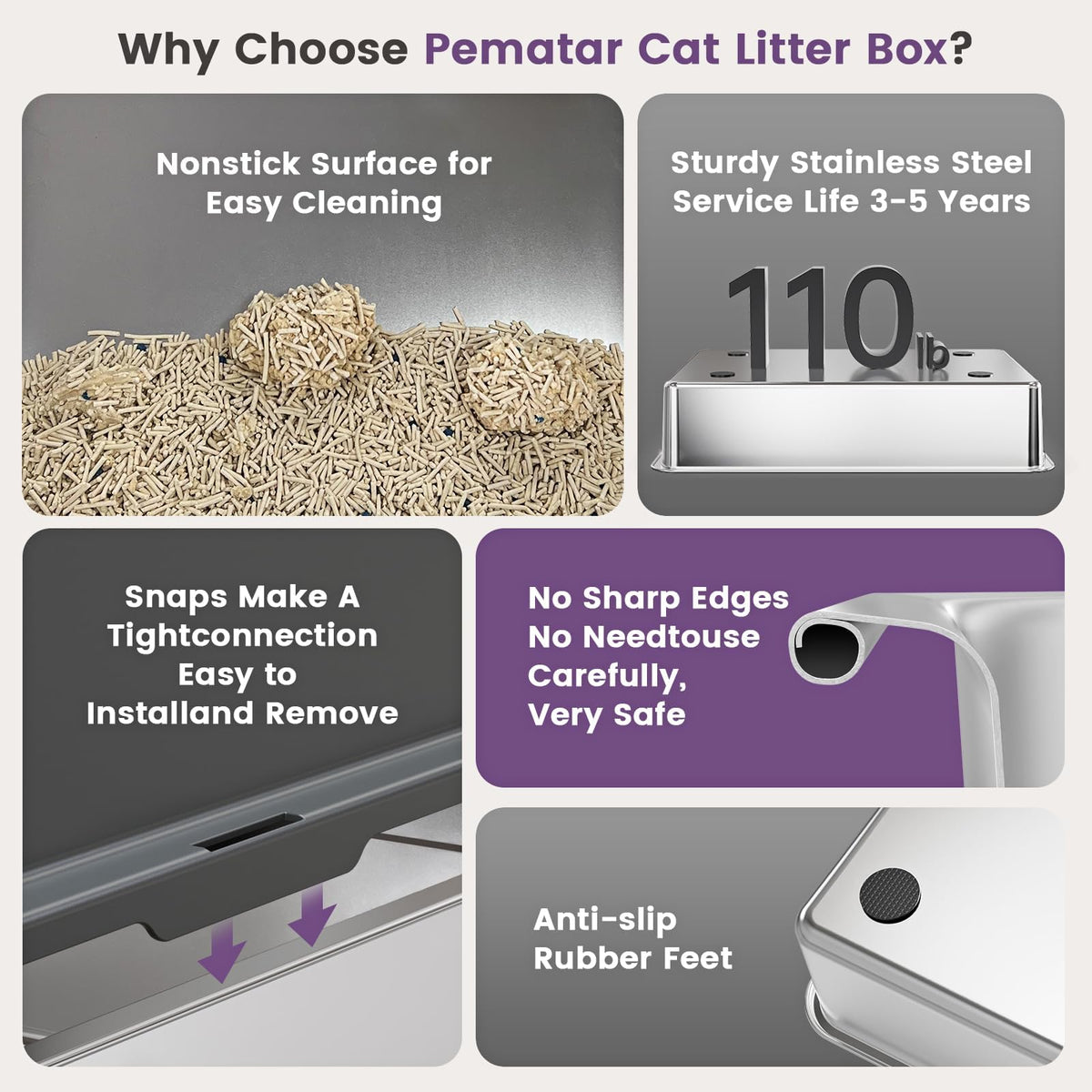 Stainless Steel Litter Box with Lid W5221
