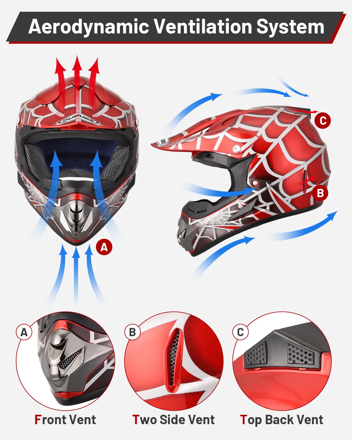Youth DOT Approved Full Face Motocross Helmet X93844