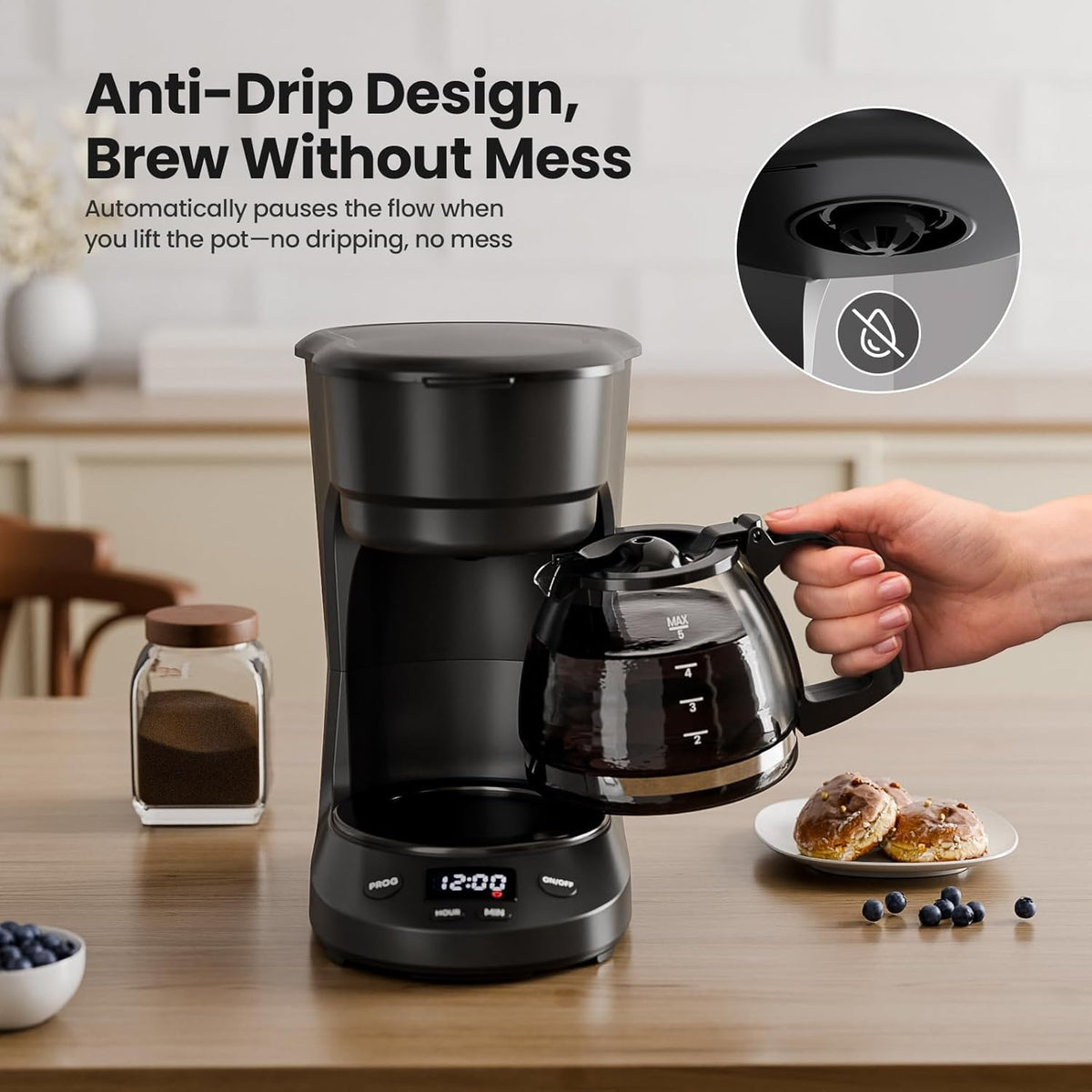 5 Cup Drip Coffee Maker with Timer V423774