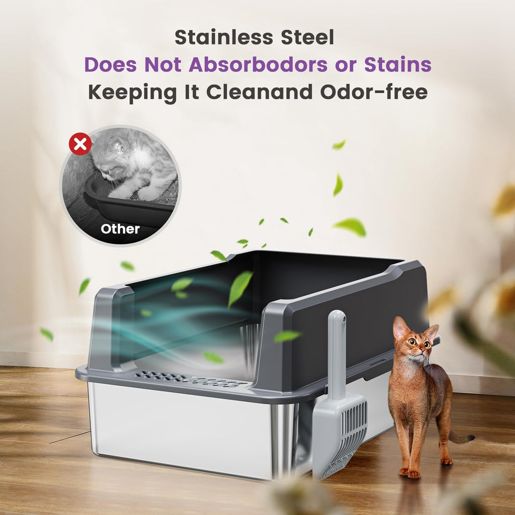 Stainless Steel Litter Box with Lid W5221