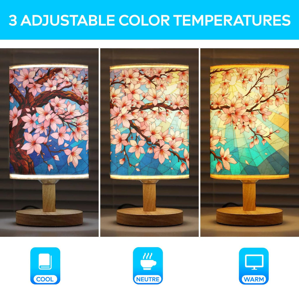 Cherry Blossom Table Lamp LED 3-Color Wood Base K221758