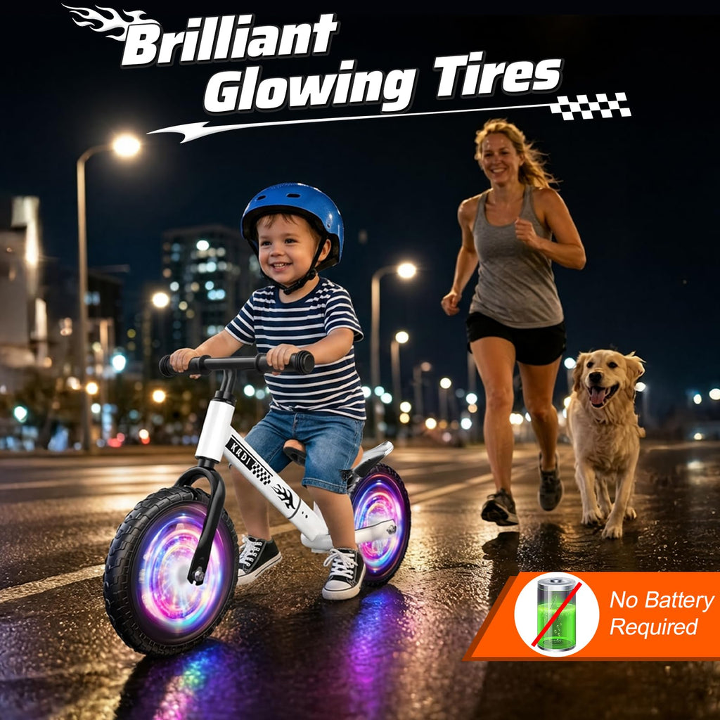 Adjustable Toddler Balance Bike with Fender and LED Tires A386176
