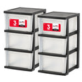 3 Drawer Slim Narrow Storage Organizer, 2-Pack, Black/Clear B9711
