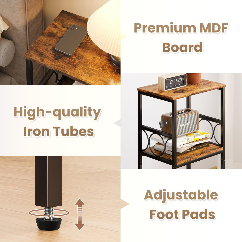 3-Tier Side Table with Adjustable Shelf C1222