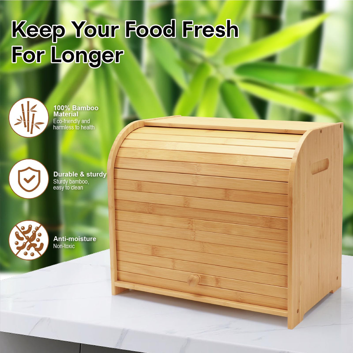 Bamboo 2-Tier Roll-Top Bread Box L6072