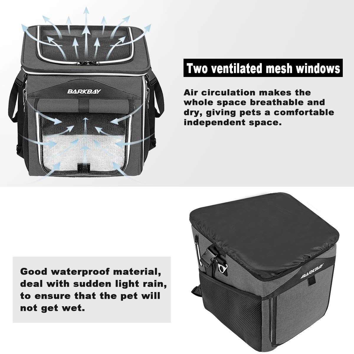 Foldable Soft-Sided Dog Bike Basket Carrier with 2 Open Doors O4818