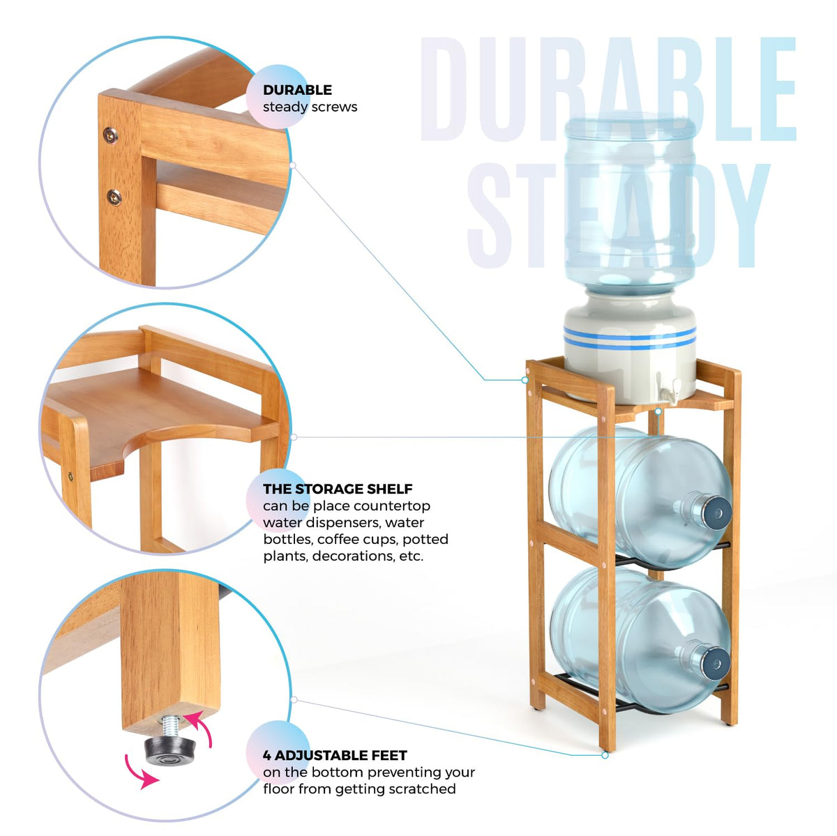 5 Gallon Water Jug Holder with Top Shelves N605