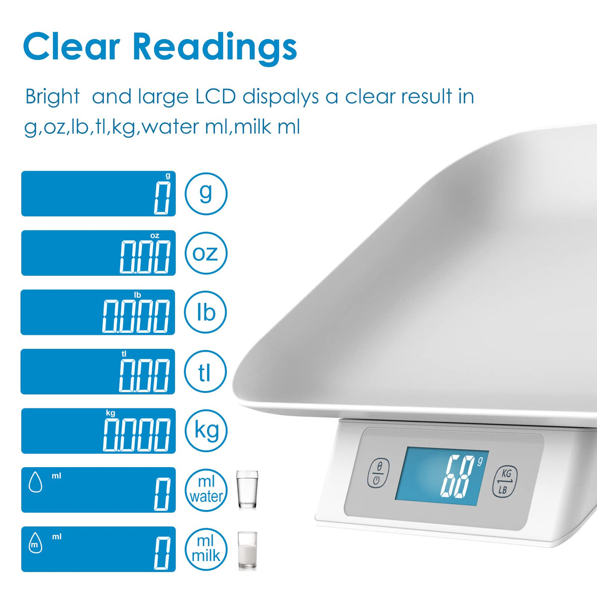 Digital Pet Scale for Small Cats and Animals Grey W737