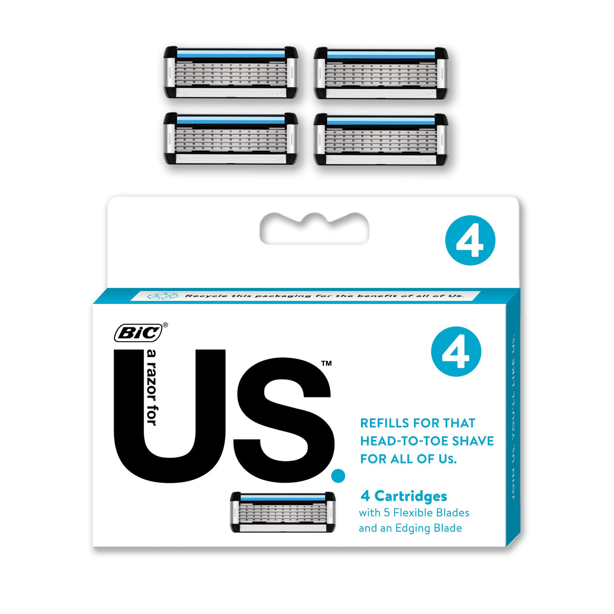 5 Flexible Blade Unisex Razor Refills 4-Count U812163