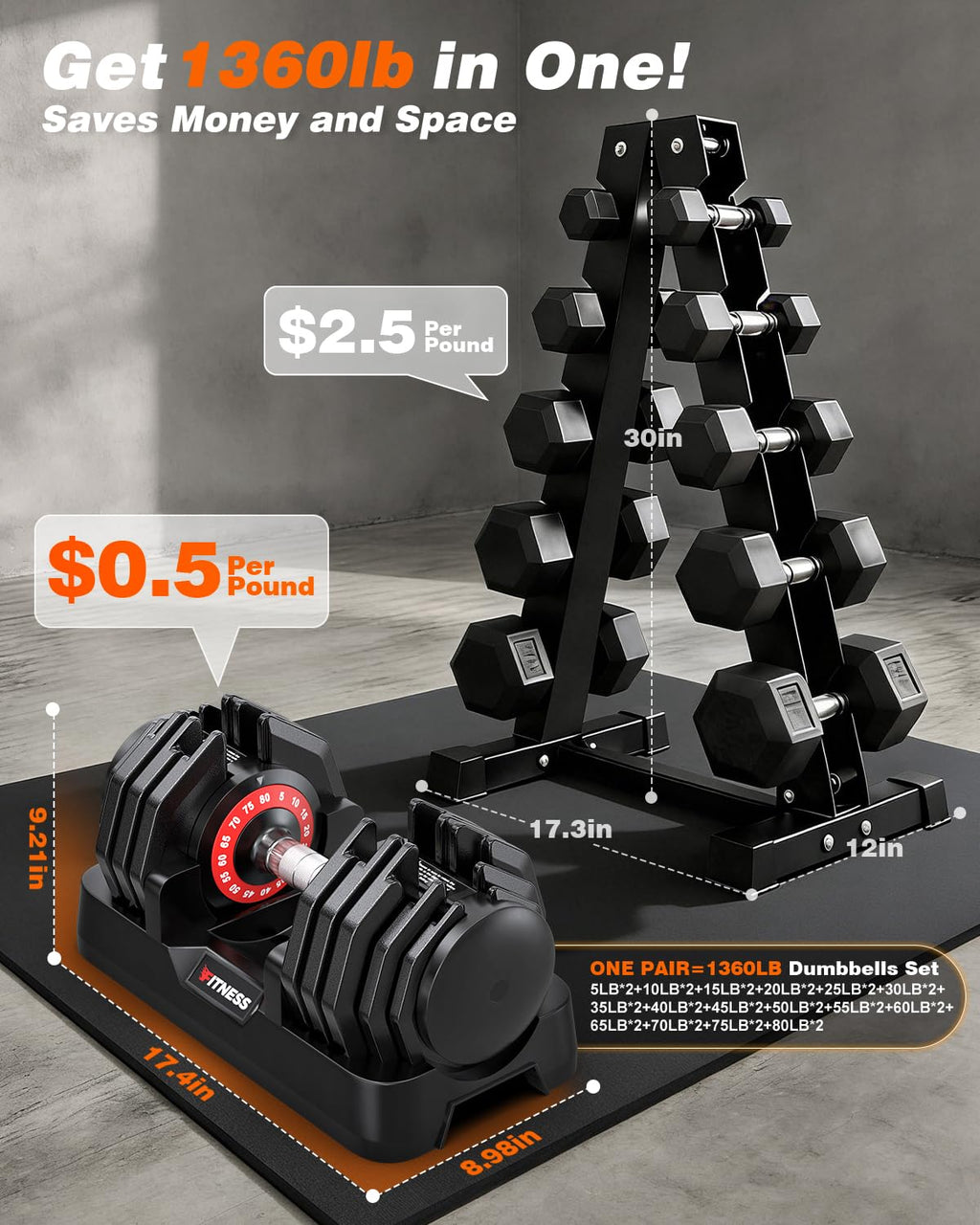 Adjustable Dumbbell Set W166652