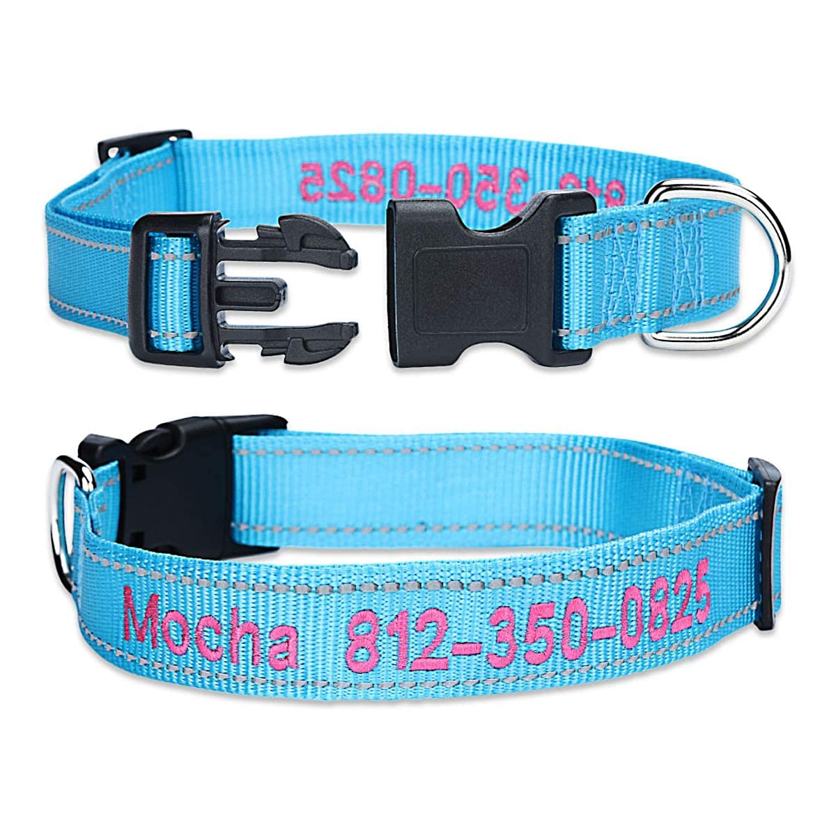 Personalized Dog Collar, 4 Adjustable Sizes Quick Release Buckle and D-Ring K2937