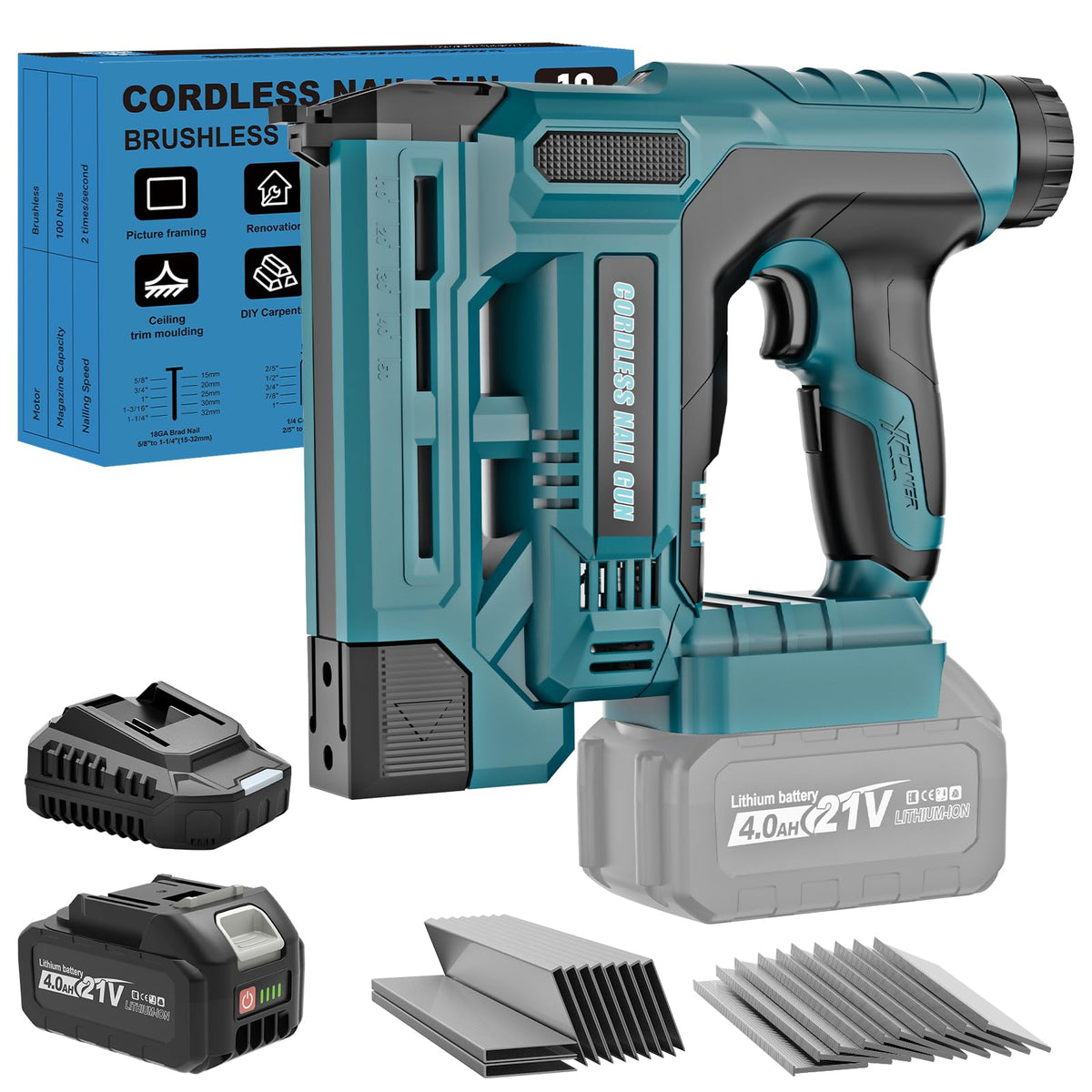 18 Gauge 2 in 1 Cordless Brad Nailer & Staple Gun V45739