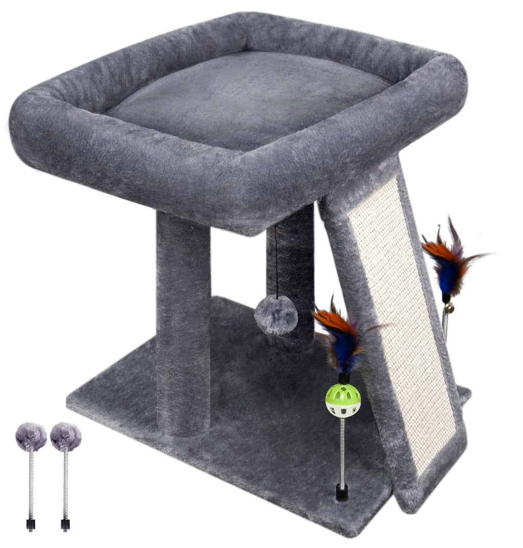 Grey Cat Tree Tower with Scratching Post S99236