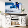 White Rustic Farmhouse TV Stand with Sliding Barn Doors P5247