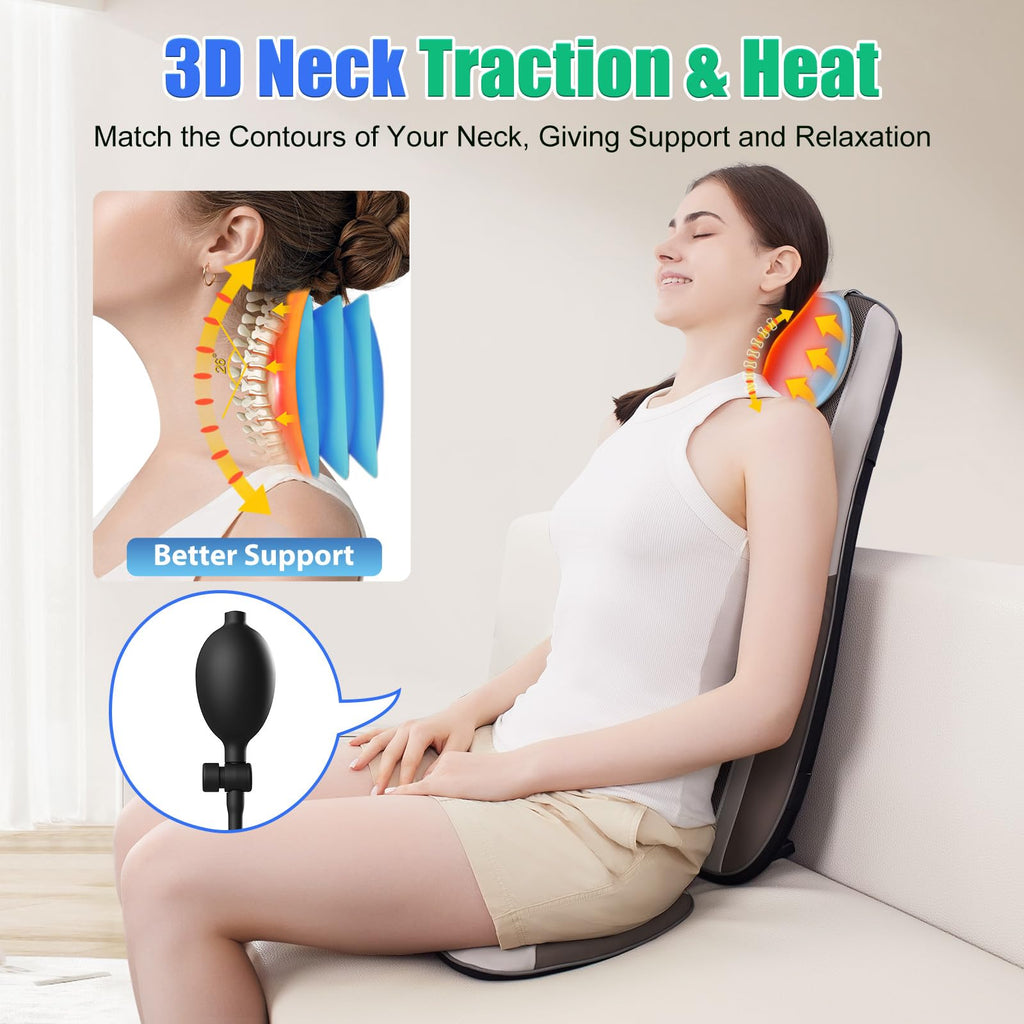 Shiatsu Back Massager with Heat, 2 Vibration Motors, PU Leather I25165