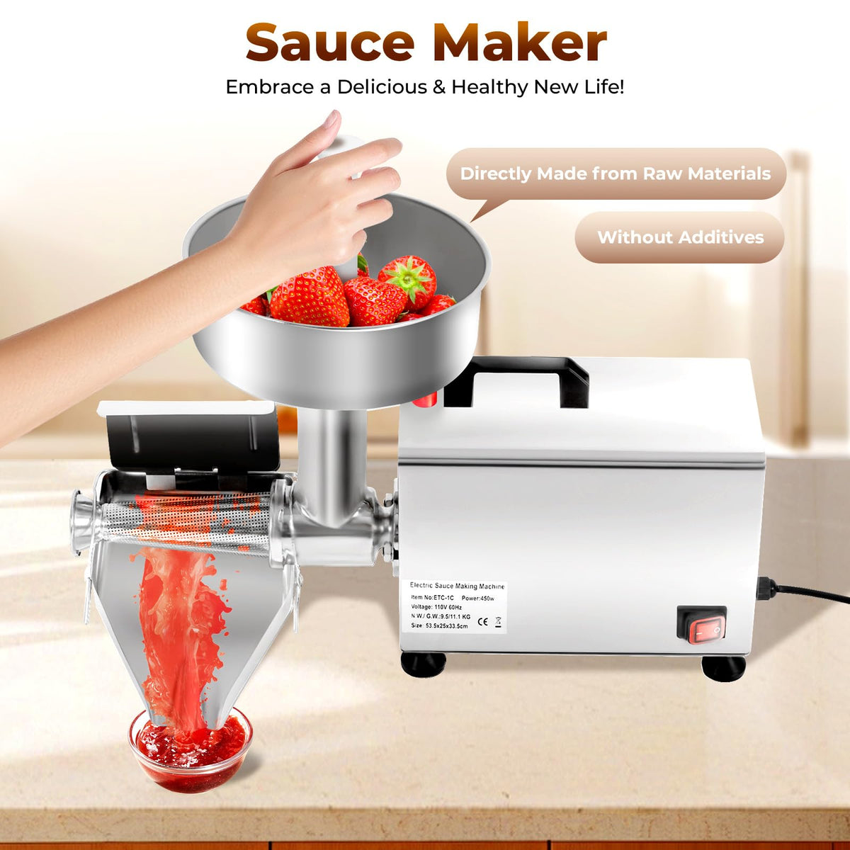 110v 450w Stainless Steel Electric Tomato Strainer R2427