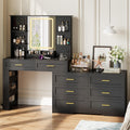 Black Makeup Vanity Desk with Mirror and Lights M900570