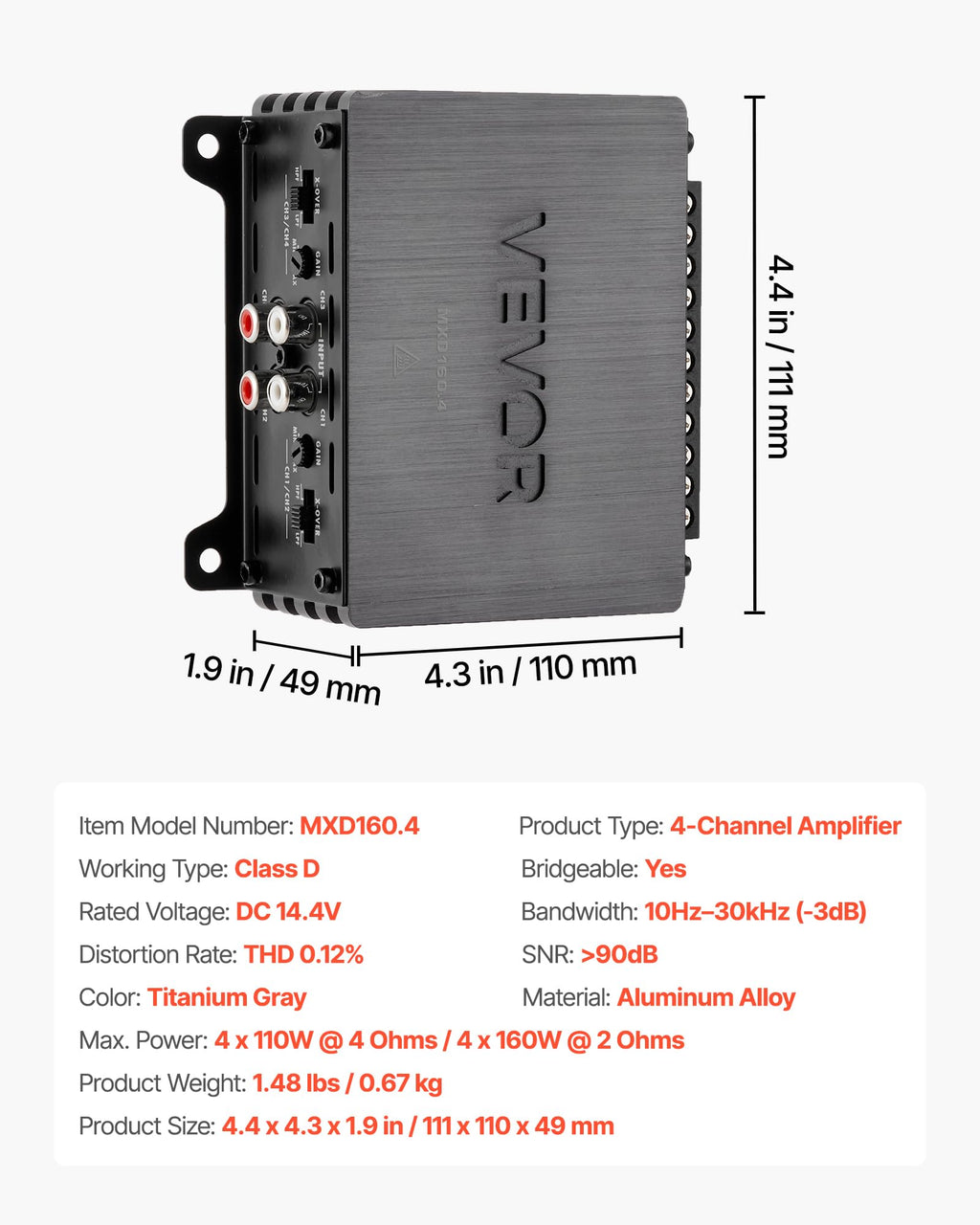 4 Channel Class D Car Audio Amplifier R2901