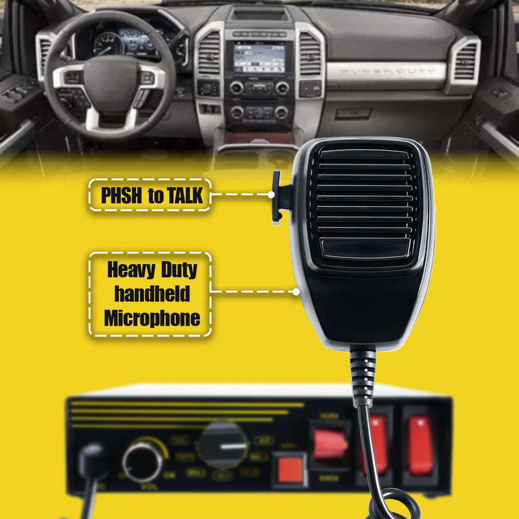 200W 12V 9 Tone Emergency Siren System with Loud Speaker Horn and Handheld Microphone O2204
