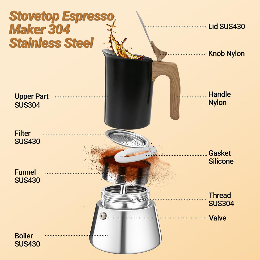 12 Cup 304 Stainless Steel Moka Pot V74984