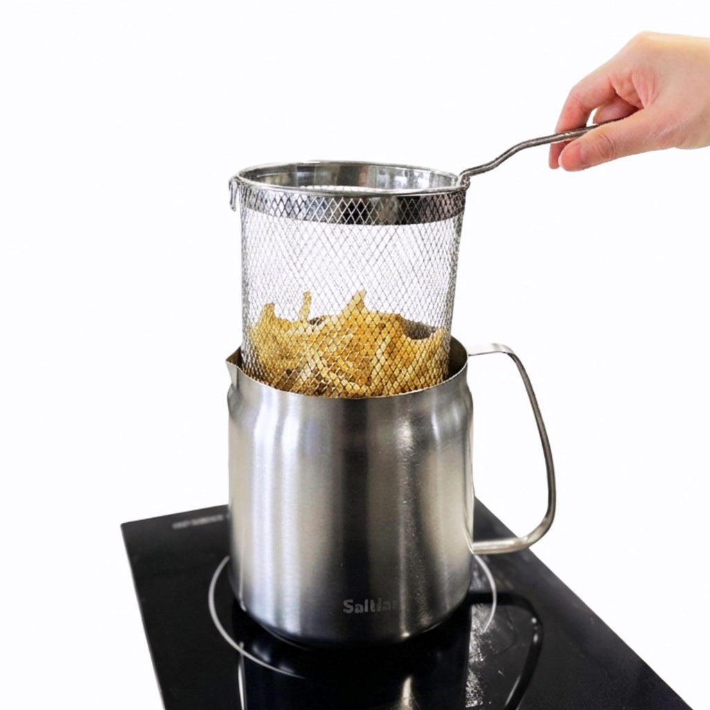 304 Stainless Steel Deep Fryer Pot with Basket and Oil Strainer, 3.5 L K4648
