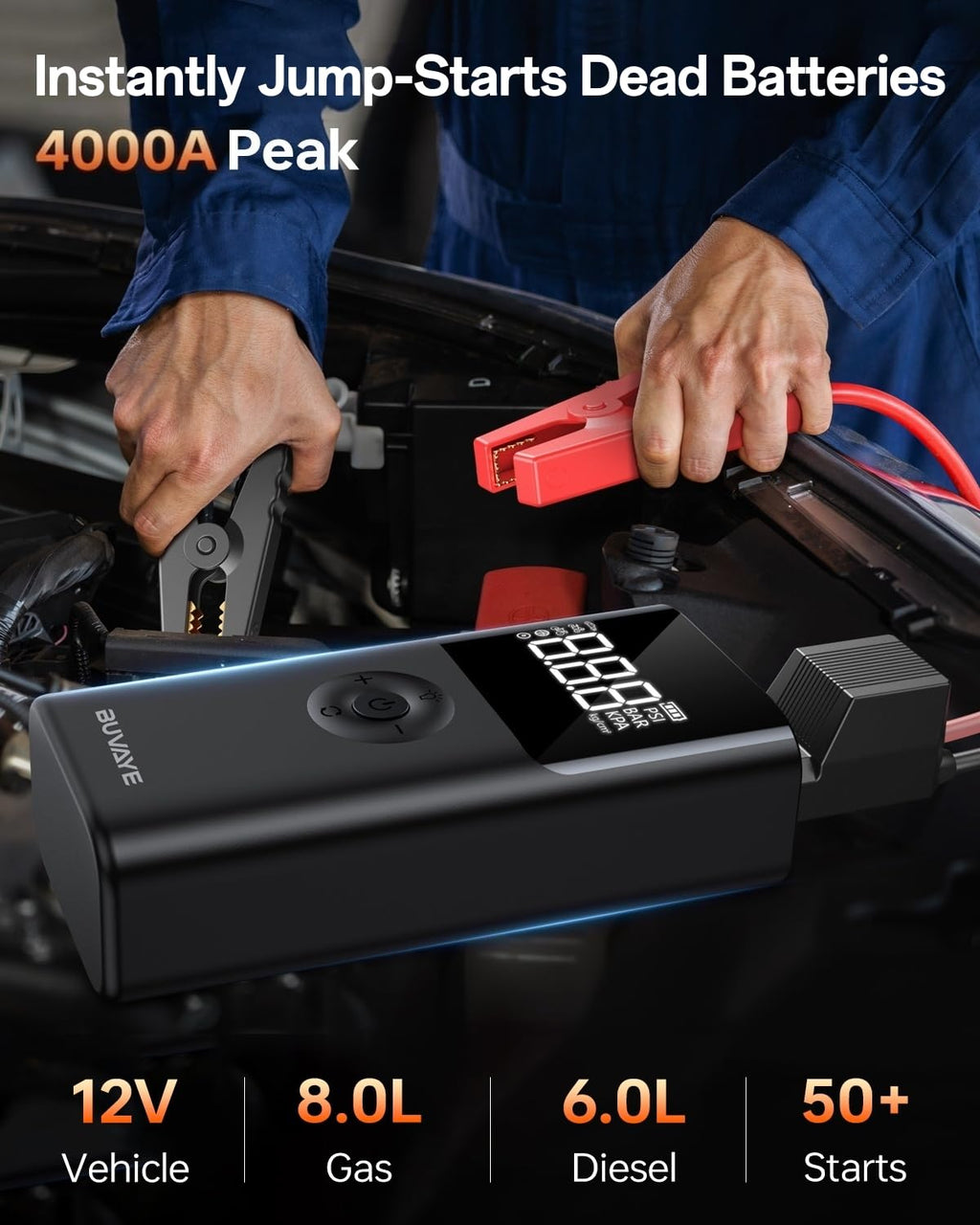 12V Portable Jump Starter with Air Compressor C89302