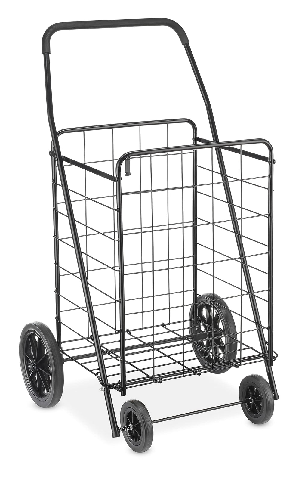 Extra Large Foldable Shopping Cart with Wheels, 100 Lb Capacity, Steel Frame, Black H110505