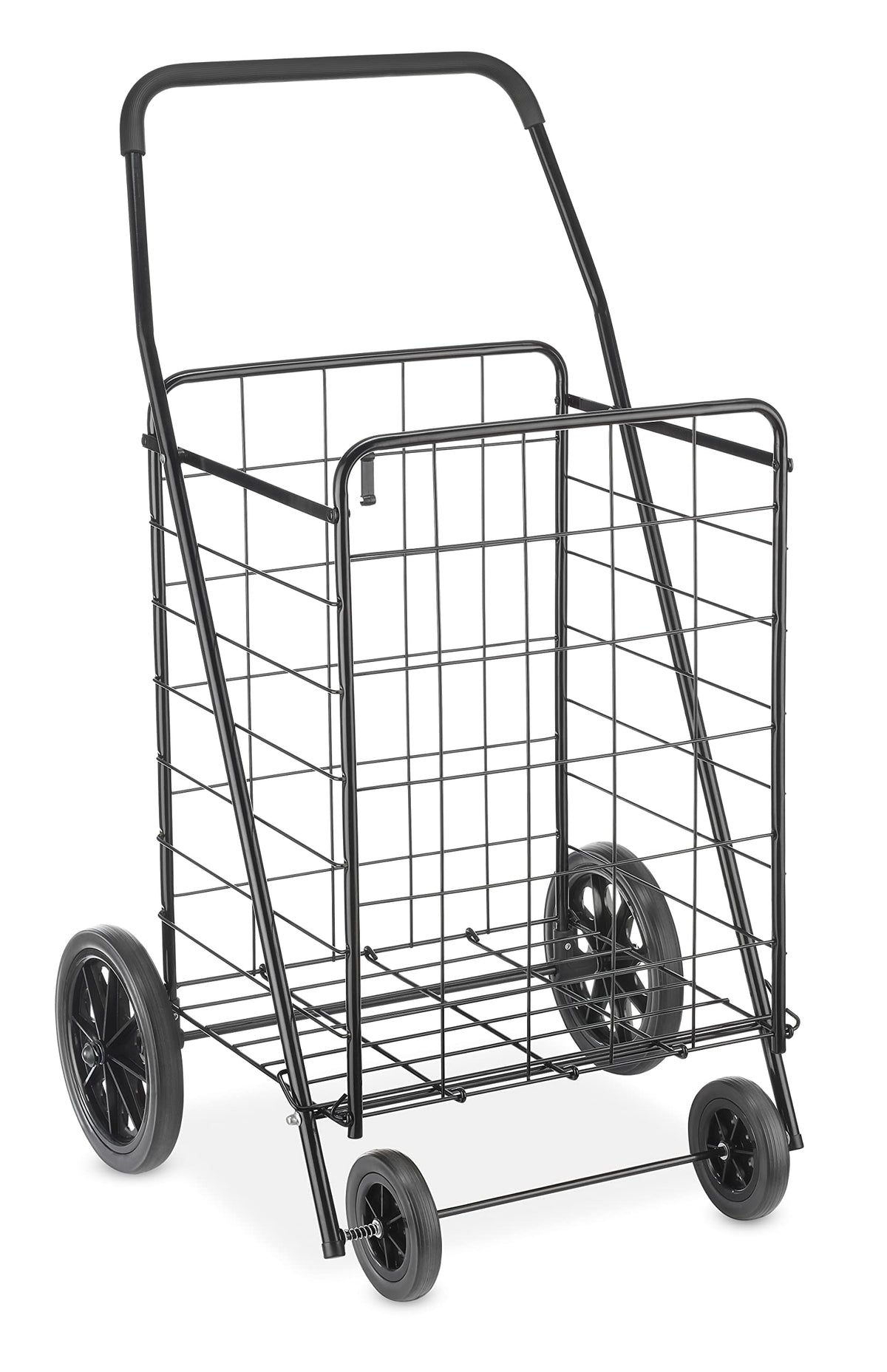 Extra Large Foldable Shopping Cart with Wheels, 100 Lb Capacity, Steel Frame, Black H110505
