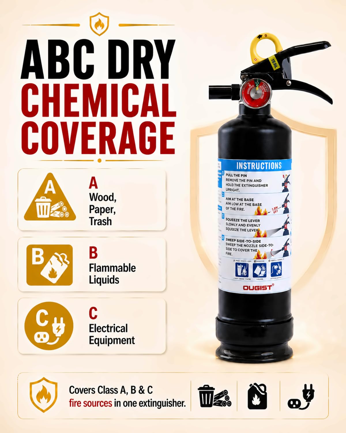 Car Fire Extinguisher 2.5lb Dry Chemical 1 Pack Y3509