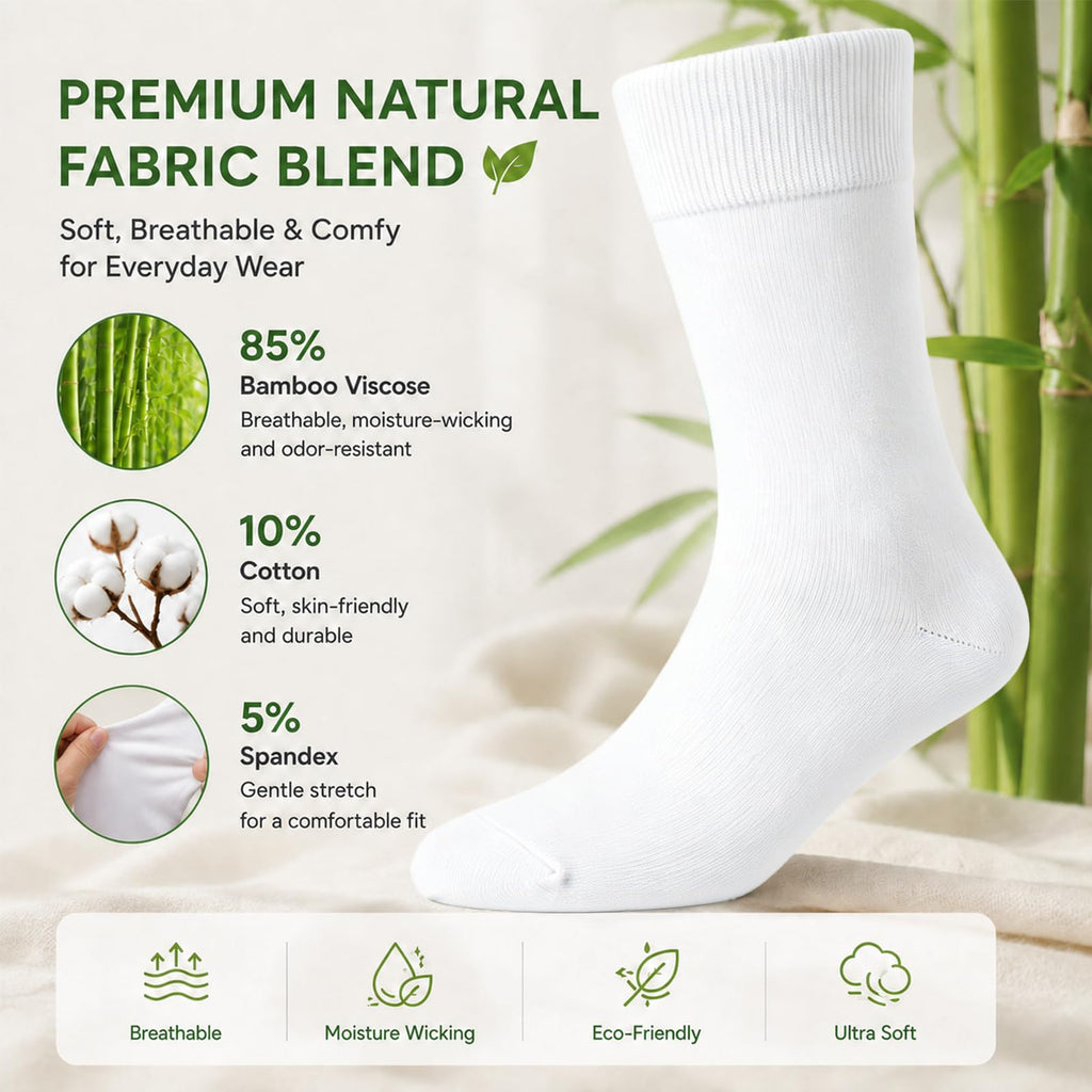 Women's 6 Pairs Bamboo Viscose Crew Socks I1843
