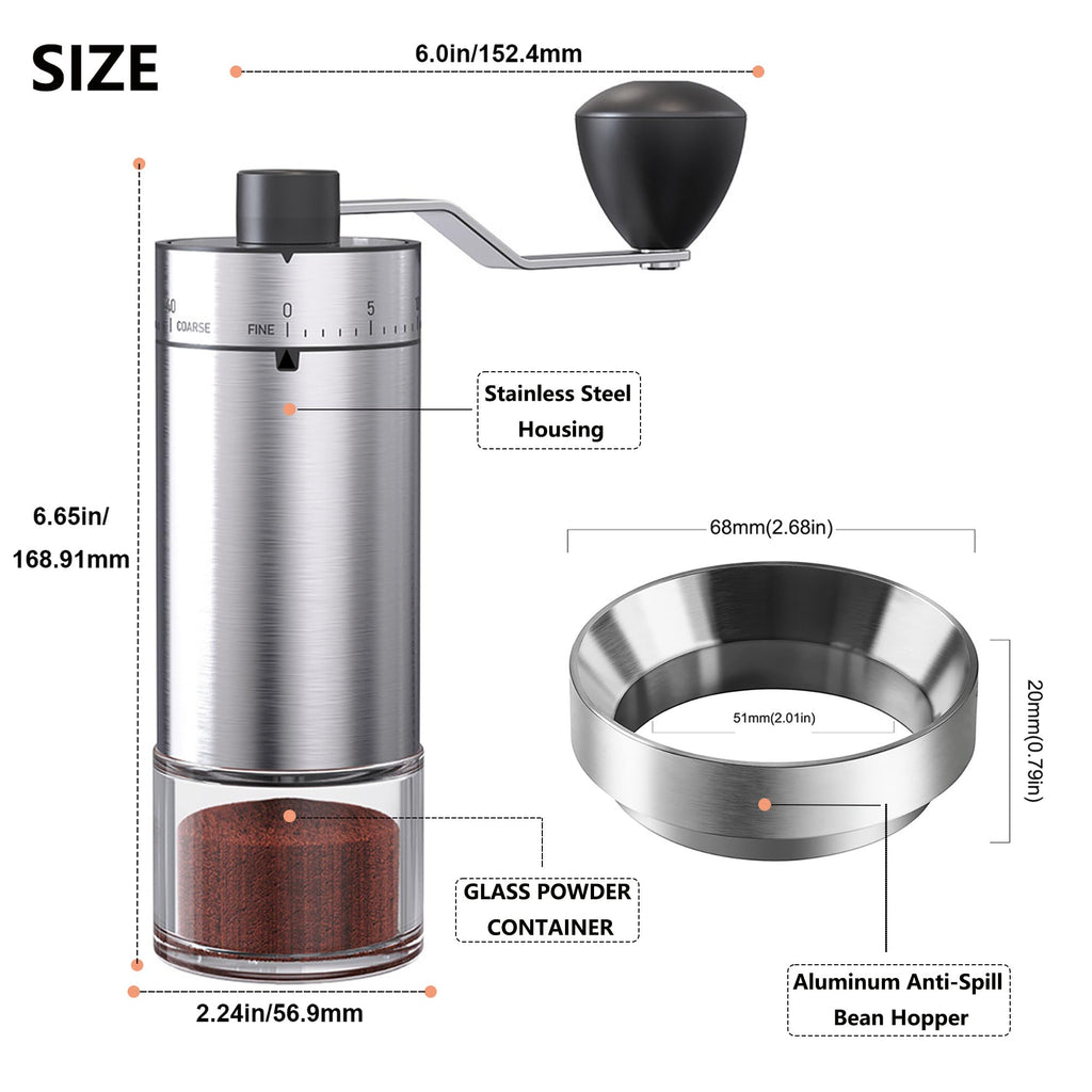 Manual Coffee Bean Grinder with Ceramic Conical Burr N958