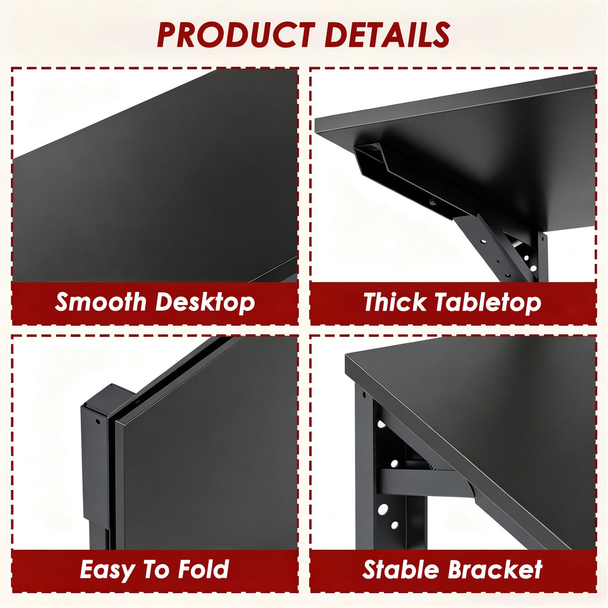 Wall Mounted Folding Table 30x20IN Black V5635