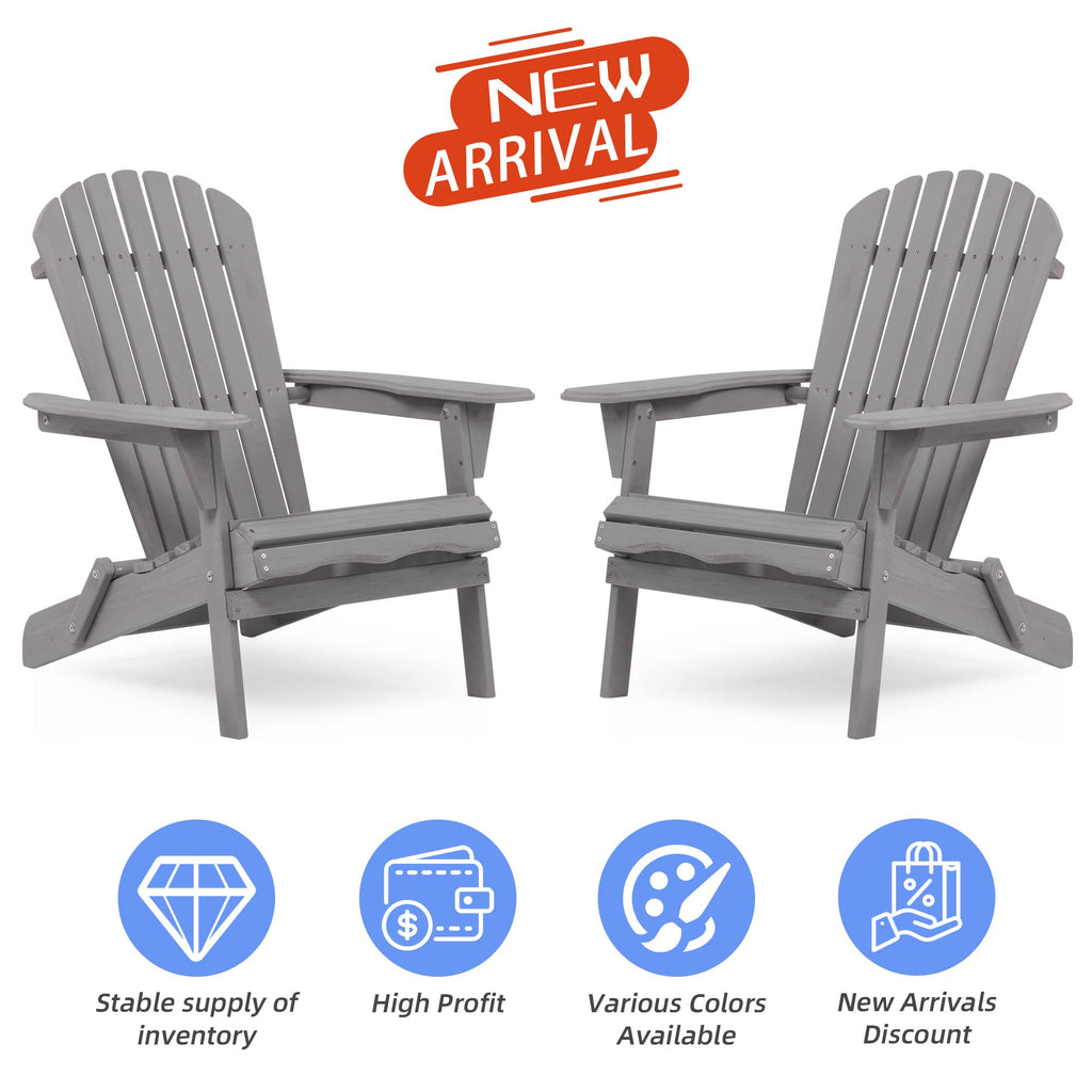 Wood Folding Adirondack Chair Set of 2 Solid Cedar J21664