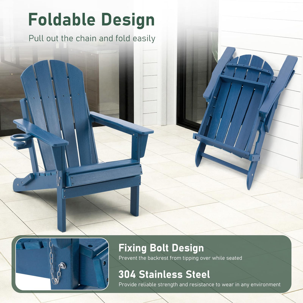 Folding Adirondack Chair with Cup Holders L223111